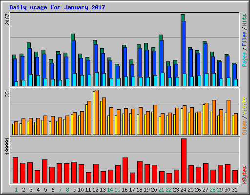 Daily usage for January 2017