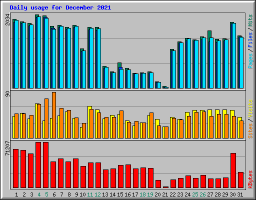 Daily usage for December 2021