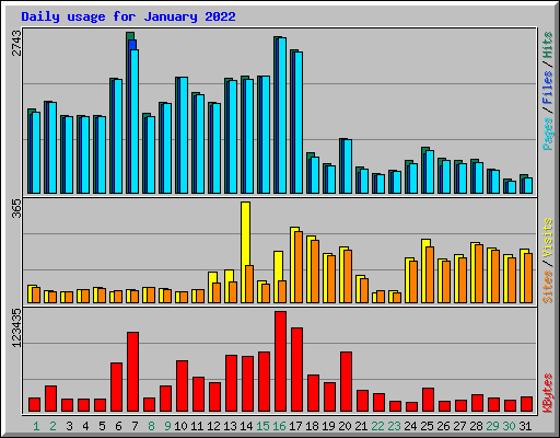 Daily usage for January 2022