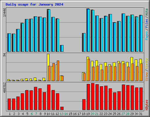 Daily usage for January 2024