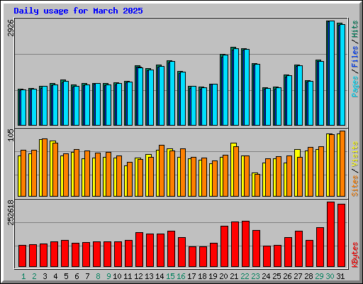 Daily usage for March 2025