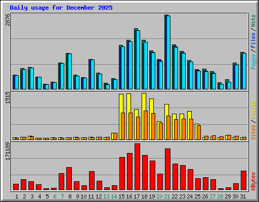 Daily usage for December 2025