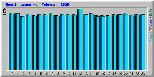 Hourly usage for February 2020