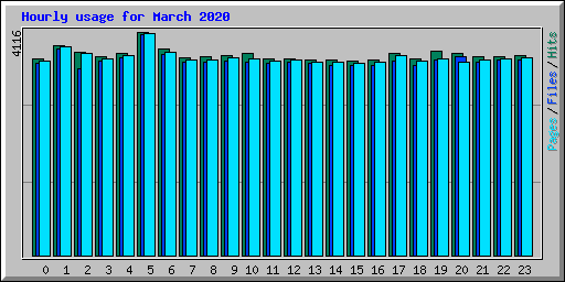 Hourly usage for March 2020