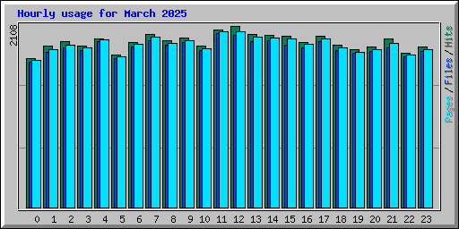 Hourly usage for March 2025